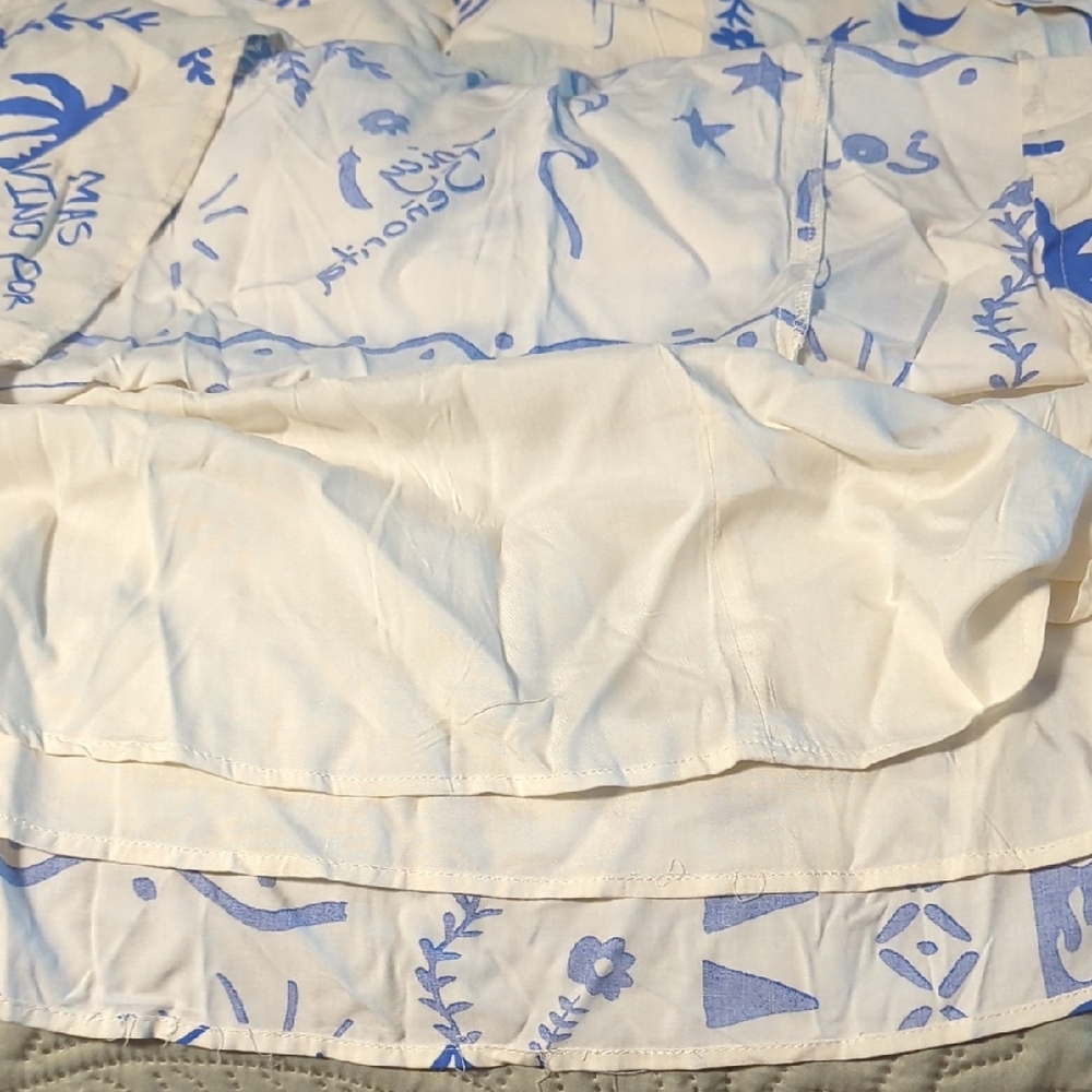 Chic Cream Maxi Dress with Blue Accents - Picture 5 of 5